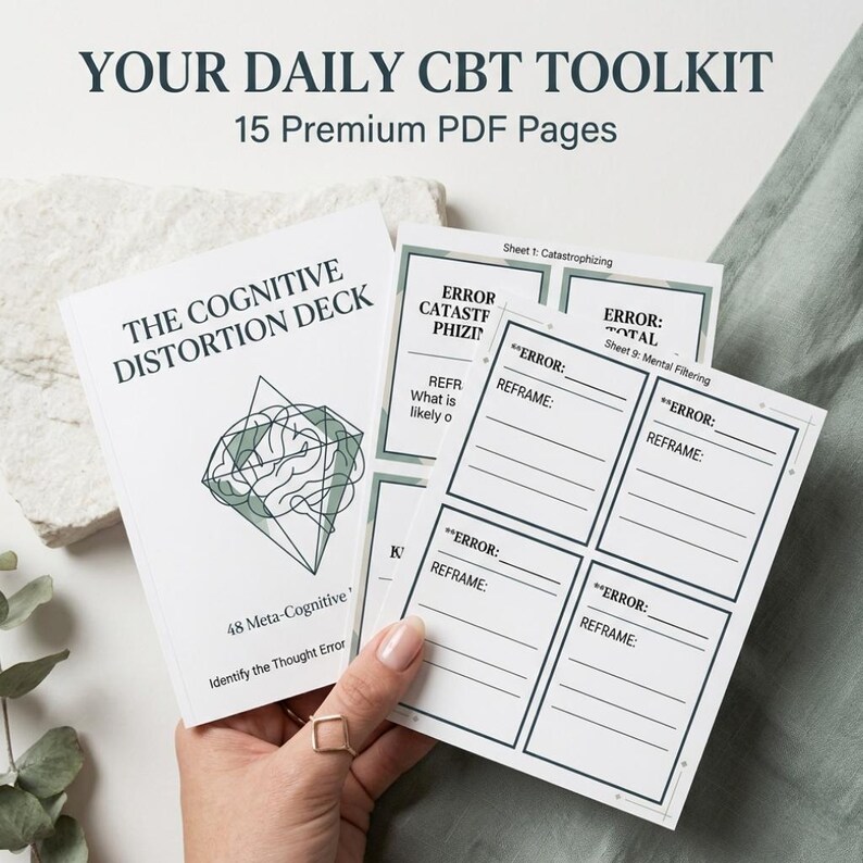 CBT Cognitive Distortions Flashcards | Mental Health Printable Therapy ...