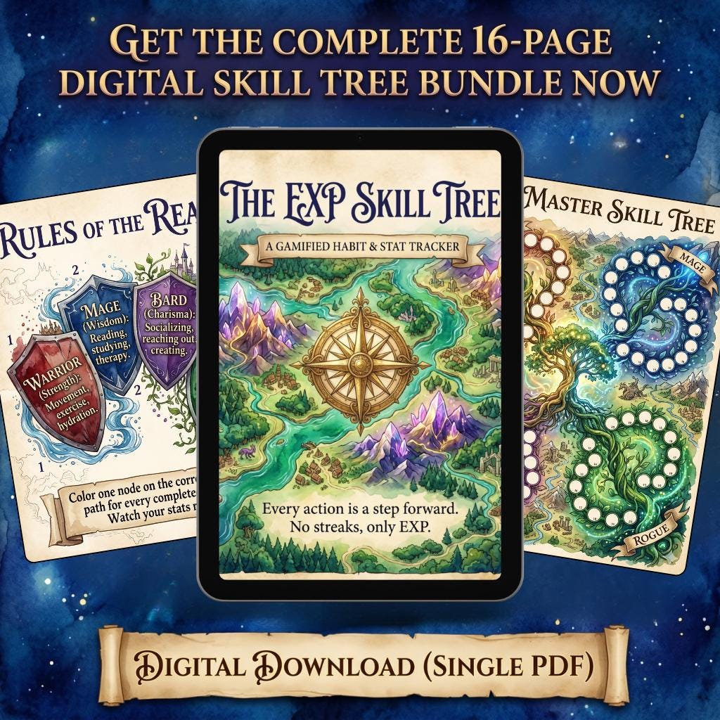 Gamified Habit Tracker & RPG Fantasy Planner | ADHD Skill Tree Goal Map ...