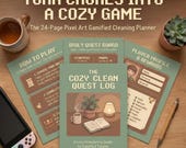 Gamified Cleaning Planner, Cozy Gamer Chore Chart, Pixel Art Habit Tracker (PDF)