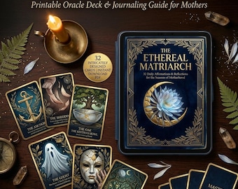 Afdrukbaar moederschap Oracle Deck & Journal Guide | Affirmatiekaarten voor postpartum wellness | Schaduwwerk voor moeders