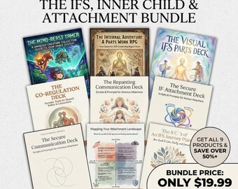 IFS-therapiebundel, werkboek innerlijke genezing van het kind, dagboek gehechtheidstijl, onderdelenwerk schaduwwerk-RPG, somatische koppels Deck & Reparenting