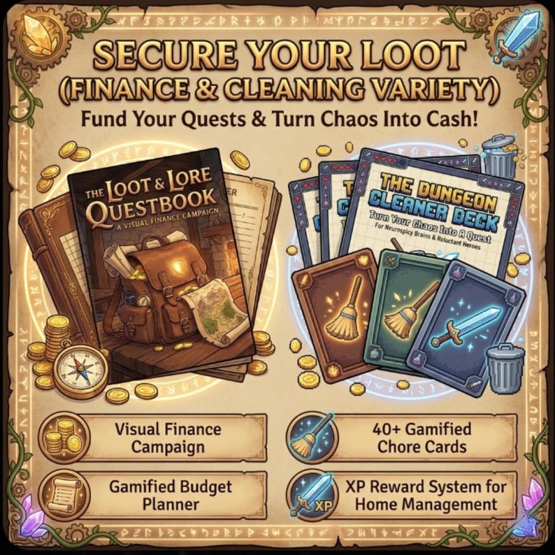 Gamified ADHD Planner Bundle | RPG Fantasy Quest Log & Life Organizer ...