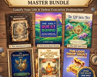 ADHD Digital Planner & Gamifierad Vanespårare | GoodNotes RPG Quest Board, Dopaminmeny och Neurodivergent Sidouppdragsjournal