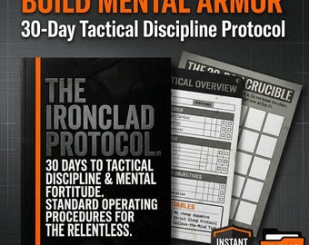 Tactical Discipline Tracker, 30 dagen uitdaging voor mannen, Dopamine Detox-werkboek, planner mentale weerbaarheid, afdrukbare pdf