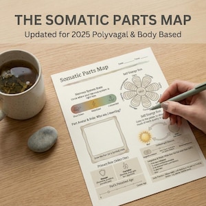 Rastreador de partes IFS / Mapa corporal somático, herramienta polivagal (PDF imprimible y rellenable)
