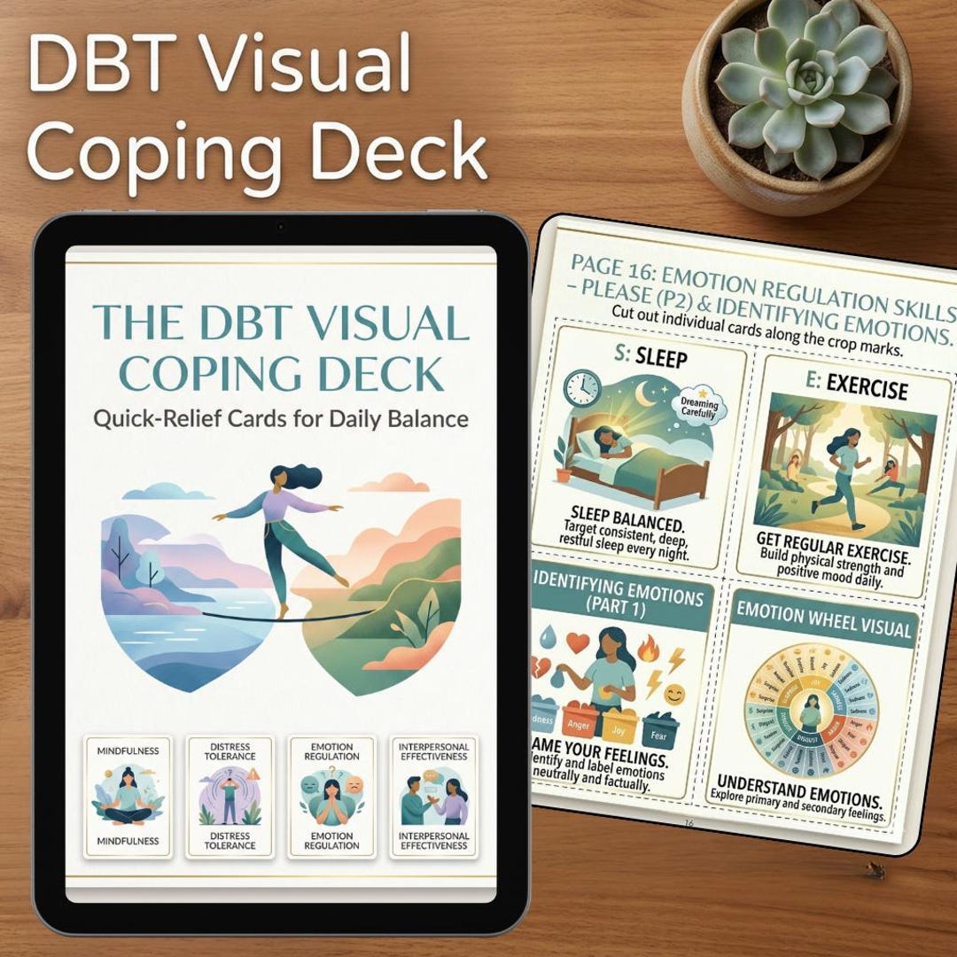 DBT Visual Coping Skills Deck | Nervous System Regulation Flashcards ...