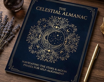 Afdrukbaar maanfase dagboek, somatische maantracker, schaduwwerk dierenriemplanner, werkboek astrologie manifestatie, Dark Celestial Diary pdf