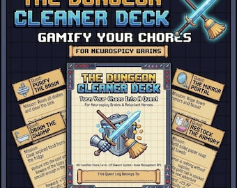 Juego de limpieza para TDAH • Mazo de misiones de limpieza de mazmorras (Descarga en PDF)