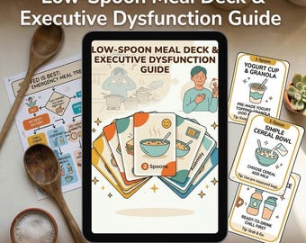 Gids voor maaltijden met weinig lepel en uitvoerende disfunctie | ADHD-dopaminemenu | Spoonie-maaltijdplanner voor chronische ziekten | Stroomdiagram voor beslissingsmoeheid