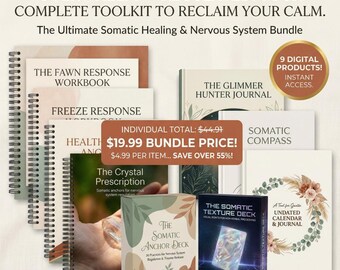 Somatic Healing-bundel, werkboek zenuwstelselregulatie, hulpmiddelen voor traumatherapie, Fawn Freeze Response Journal, printables geestelijke gezondheid