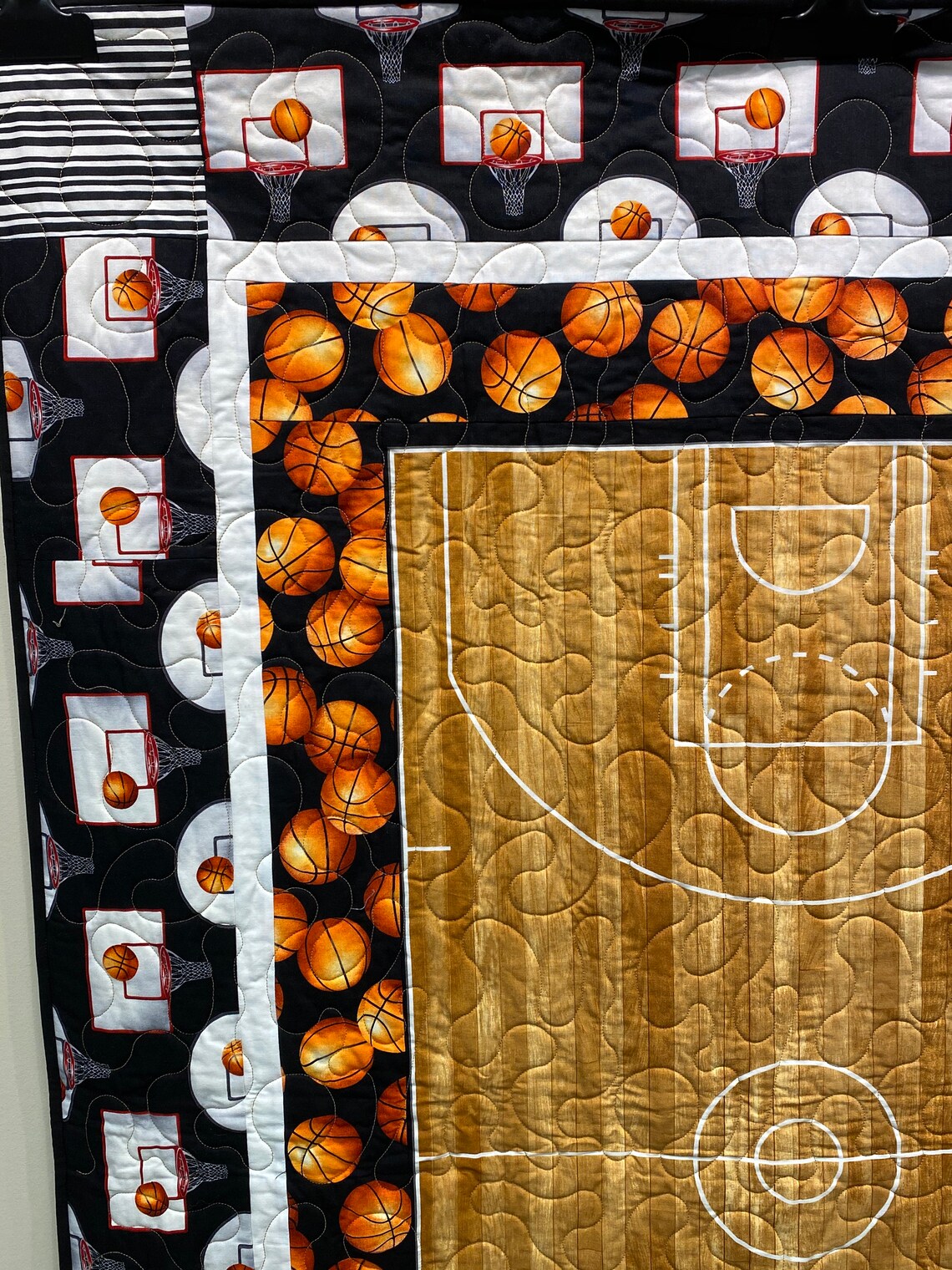 Basketball Quilt Blanket Fleece Backing 42x61 Etsy