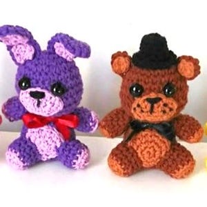Five nights at Freddy&#39;s inspired crochet Plushies (Bonnie, Freddy, Spring bonnie, Fredbear)