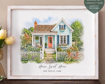 Custom House Portrait Painting from Photo, home portrait, watercolor, housewarming