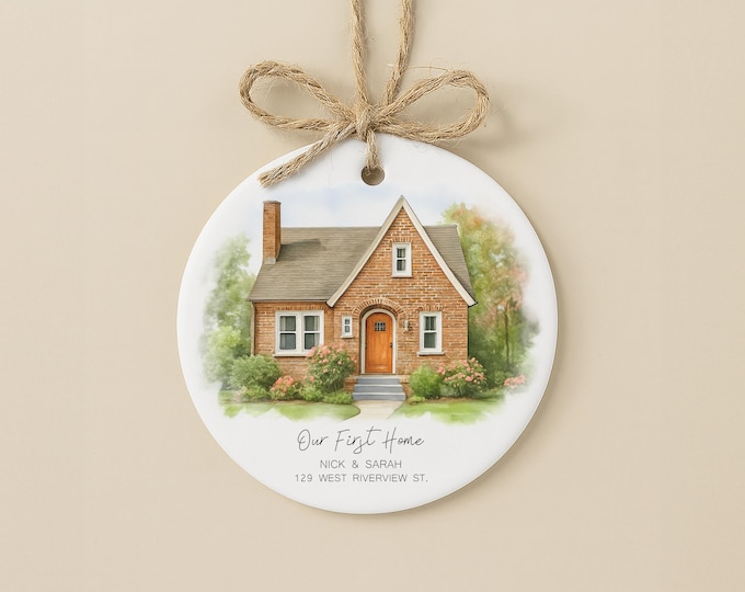 custom ornament, house portrait, house ornament, home portrait, watercolor painting, painting from photo