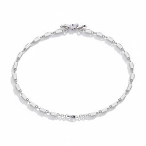 May include: A silver bracelet with rectangular links, each set with small, sparkling stones. The bracelet has a secure clasp and a polished finish, ideal for adding a touch of elegance to any outfit.