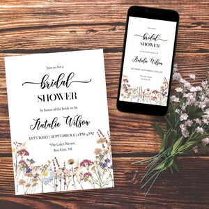 Uitnodiging aquarel rustieke bloemen vrijgezellenfeest: bewerkbare sjabloon tuinfeest (digitale download 5 x 7&quot;/mobiele versie)