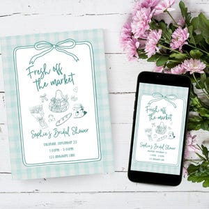 Fresh Off The Market, Farmers Market Bridal Shower Invitation: Editable Canva Template (Digital Download)