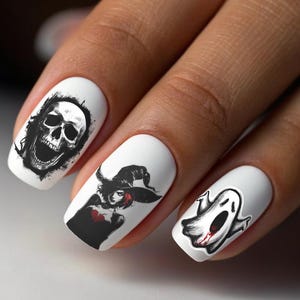 Halloween Nail Art Template Bundle: DIY Nail Decals (Digital Download, PDF & PNG Files)