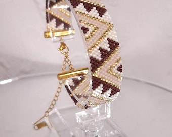 Kralenarmband met Peyote-motief, handgemaakte armband met kleine kraaltjes, geometrisch geweven armband, boho-sieraden