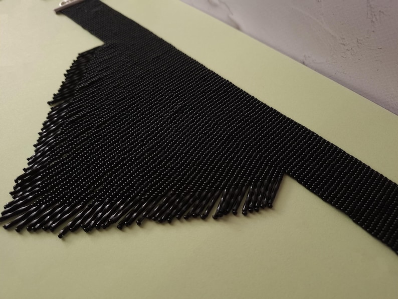 black waterfall fringe choker