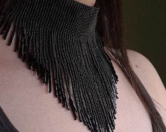Choker gotico con perline nere – Collana gotica vittoriana