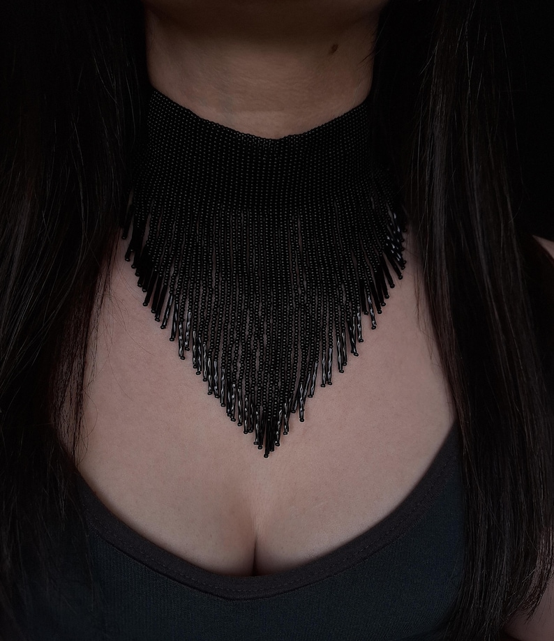 dramatic beaded statement choker