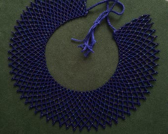Handmade beaded statement necklace, traditional Ukrainian Bead Sylyanka