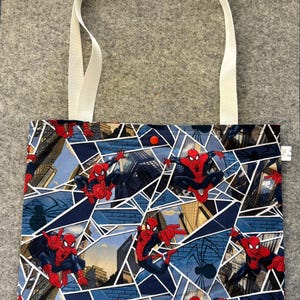 Medium Spiderman Tote Bag with pockets and snap closure image 2