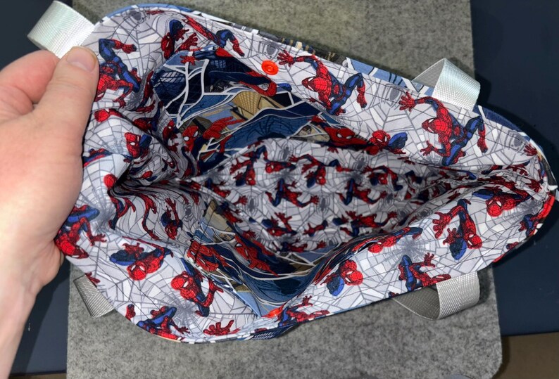 Medium Spiderman Tote Bag with pockets and snap closure image 5