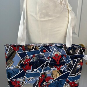 Medium Spiderman Tote Bag with pockets and snap closure image 6