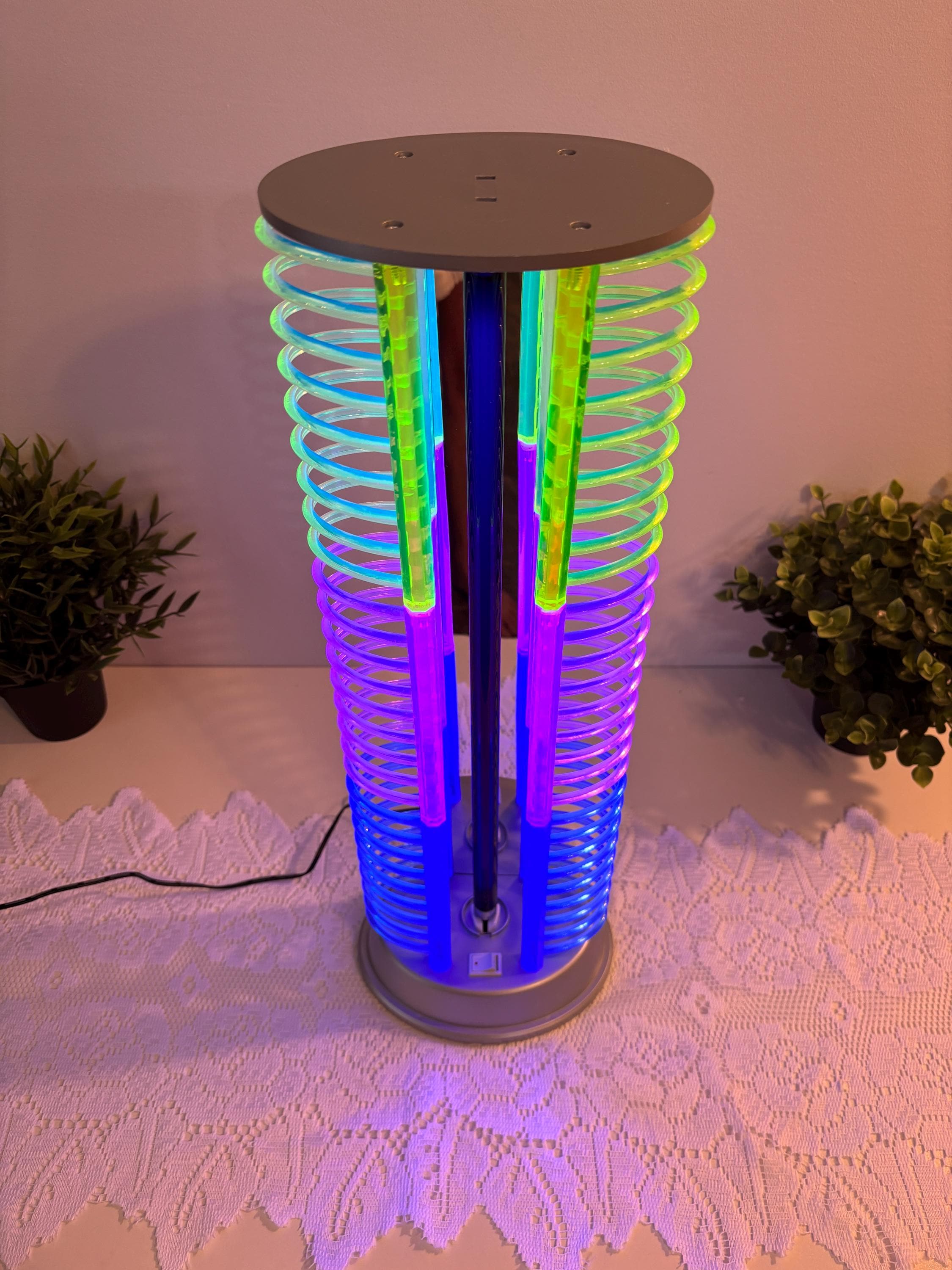 Vintage CD Stand With Black Light, Backlit Blacklight CD Tower
