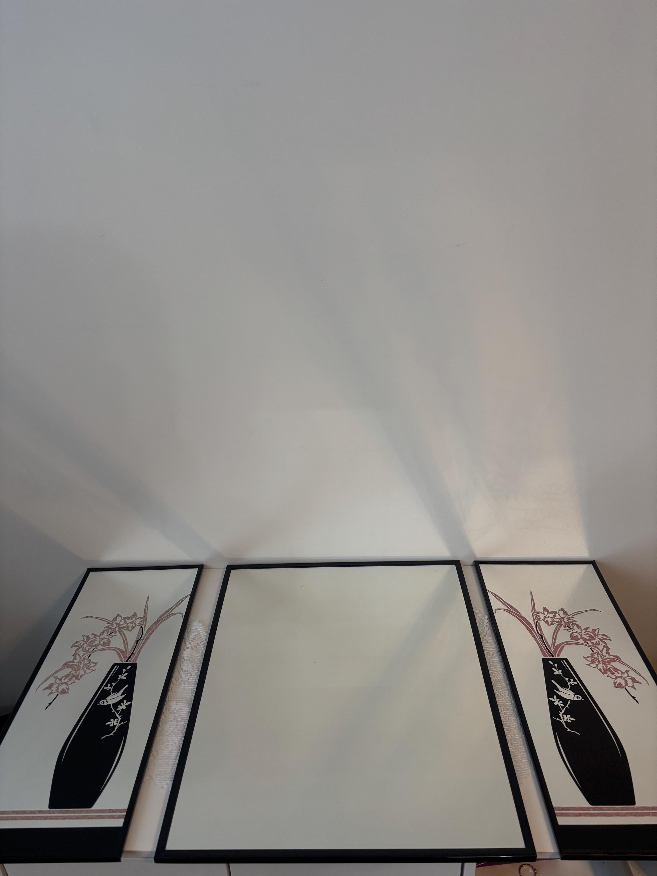 ✩ミラー過去作品✩ Set of 3 Vintage 1980s Mirrors, Rectangular Mirrors With Black