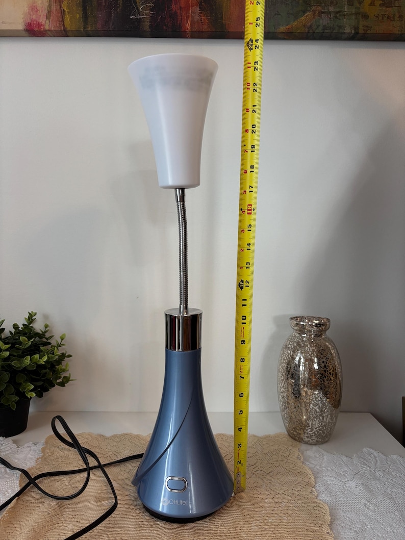 Ottlite Tulip Adjustable Gooseneck Desk Lamp. Vintage Blue Table Lamp ...