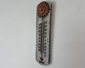 Vintage Celestial Sun Thermometer, Springfield Golden Sun Wall Thermometer, Vintage Celestial Decor for Home or Garden, Golden Sun Wall