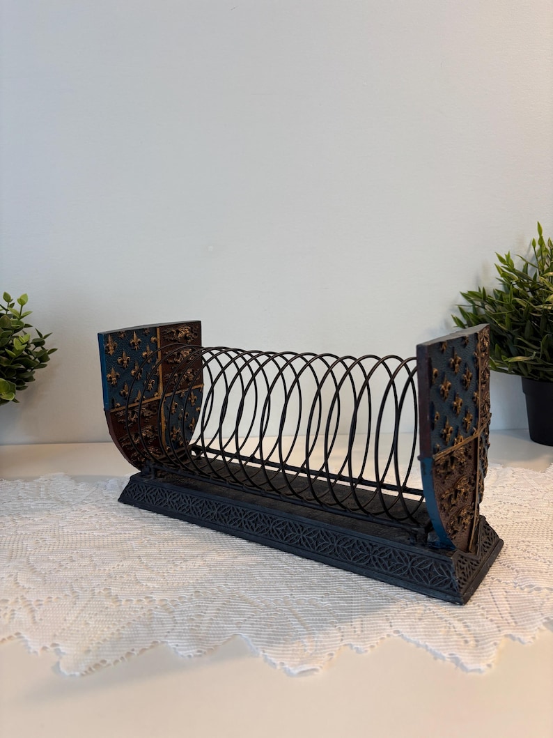 Vintage Metal CD Rack in the Shape of a Blue and Gold Shield, Medieval ...
