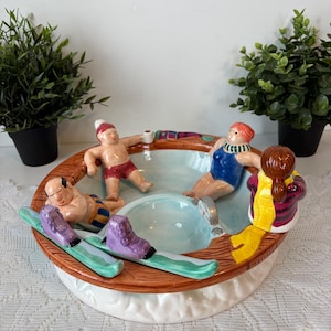 Ciotola in ceramica per patatine e salse Vintage Lotus 1995 Ski Lodge Hot Tub, vassoio per antipasti a forma di piscina