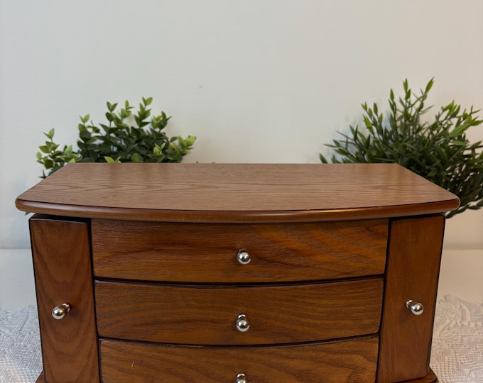 Large Vintage Wooden Jewelry Box, Cherry Finish Wooden Jewelry Box — free download