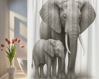 Elephant Family Shower Curtain, Kids' Bathroom Decor