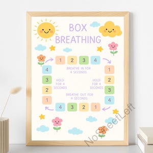 Box Breathing Poster for Kids: Pastel Mindfulness Chart (PDF Download)