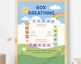 Box Breathing Poster for Kids: Calm Down Corner Printable (PDF File US Letter Size)