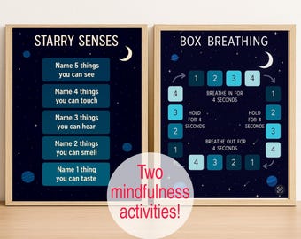 Galaxy Box Breathing Poster and grounding exercise for Kids: Calming Mindfulness Chart (PDF Download)