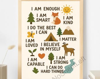 Nature Affirmation Poster for Kids: Positive Self-Talk, Growth Mindset (PDF Download)