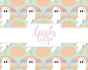 Pastel Halloween Pumpkins Seamless Pattern-Pastel Pumpkin, Ghost Lattice Repeat Pattern-Digital Download-Design PNG-Bats