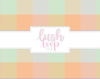 Pastel Gingham Seamless Pattern-Green Lavender Orange Checkered-Halloween Fabric Pattern-Digital Download-PNG Repeating File-Check Block