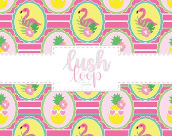 Flamingo Seamless Pattern-Striped Summer Beach Repeating File-PNG Summer Fun Print-Design Digital-Flamingo Pineapple Sunglasses Hawaiian