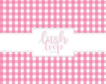 Plaid Pink Gingham Seamless Pattern-Hot Pink Buffalo Plaid Checkered-Fabric Pattern-Digital Download-PNG Repeating File-Check Block
