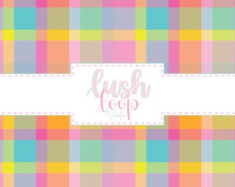 Rainbow Gingham Seamless Pattern-Green Pink Yellow Orange Checkered-Easter Fabric Pattern-Digital Download-PNG Repeating File-Check Block