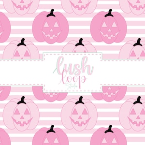 Pumpkin PNG Digital Seamless Pattern-Halloween Repeat Pattern-Digital Download-Fabric Pattern-Pink Pumpkins Stripe
