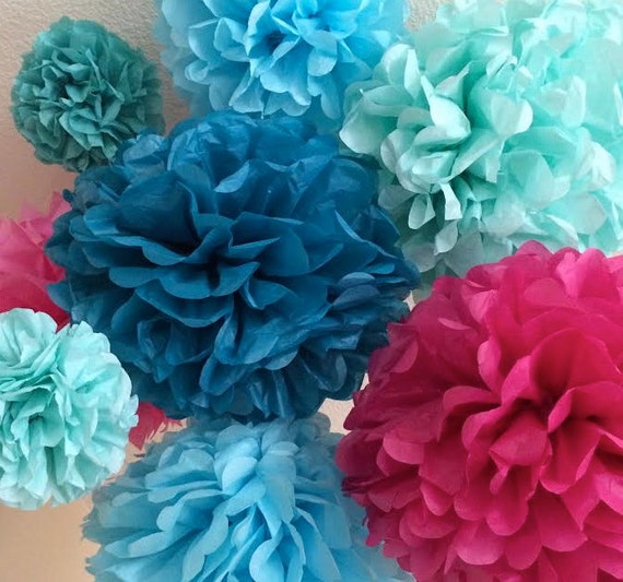 Frozen Party 12 Tissue Paper Pom Poms Elsa Anna Olaf Disney Etsy