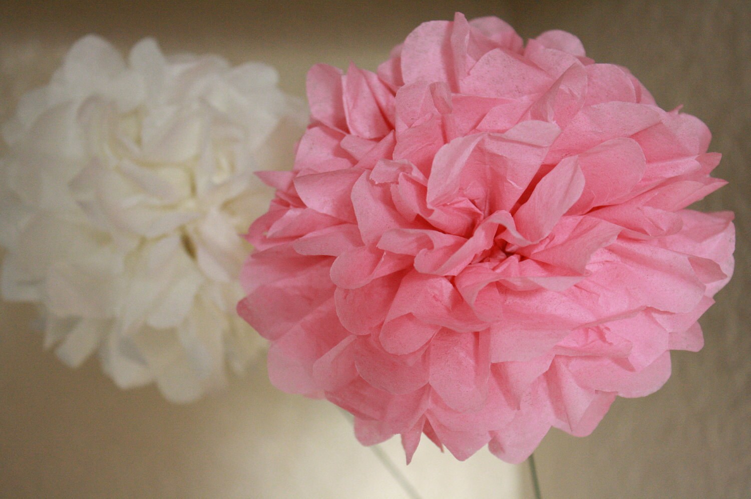 Mini Tissue Pom Pom Stemmed set 3 poms choose your colors Etsy